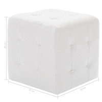 Miniatyr av produktbild för Sittpuff 2 st vit 30x30x30 cm konstläder