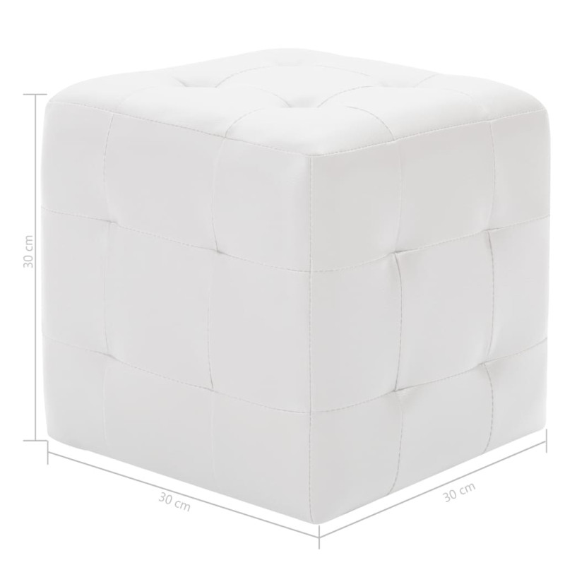 Produktbild för Sittpuff 2 st vit 30x30x30 cm konstläder