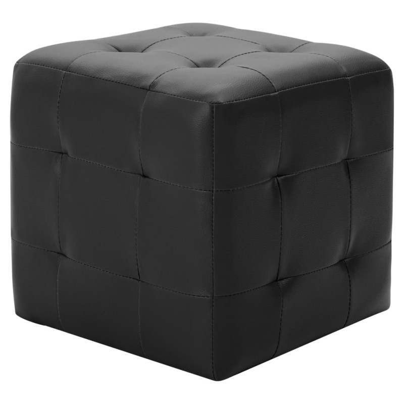 Produktbild för Sittpuff 2 st svart 30x30x30 cm konstläder