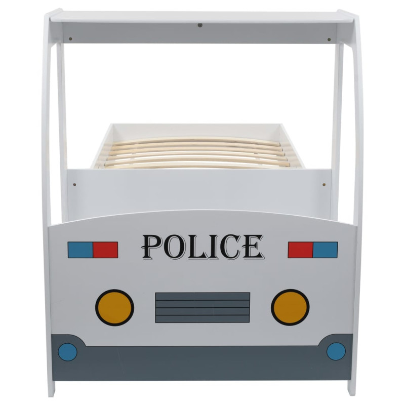 Produktbild för Barnsäng polisbil med memoryskummadrass 90x200 cm