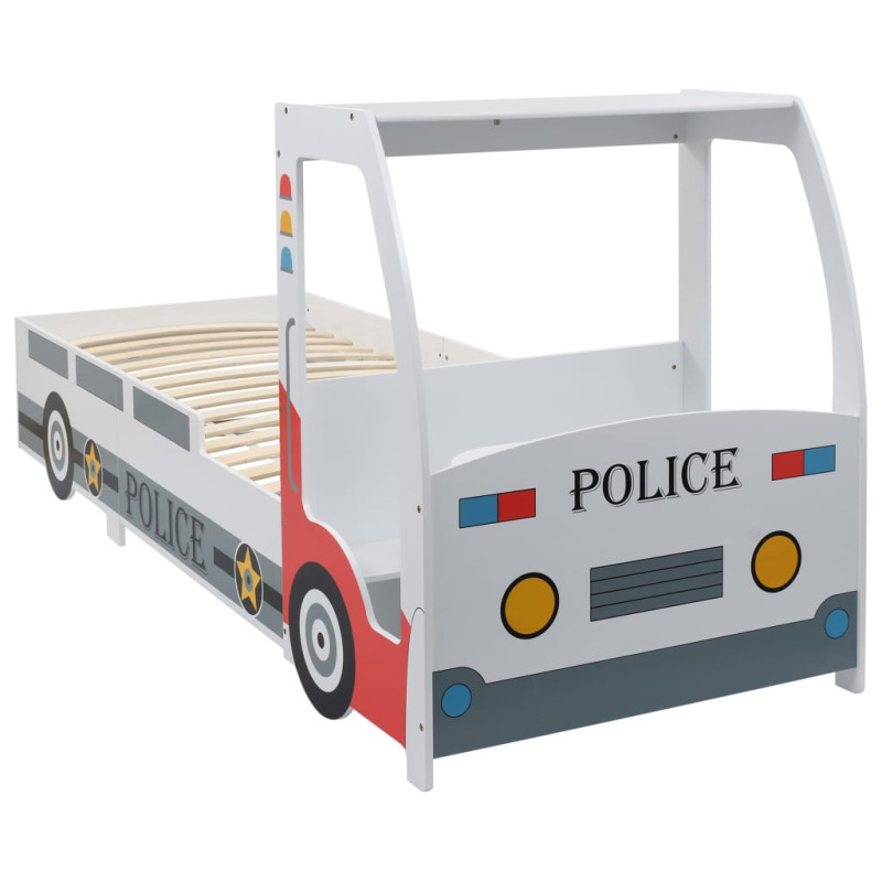 Produktbild för Barnsäng polisbil med madrass 90x200 cm 7 zoner H3