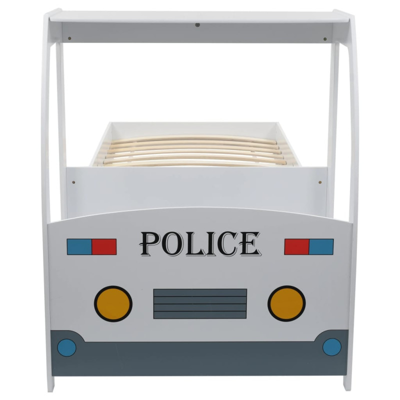 Produktbild för Barnsäng polisbil med madrass 90x200 cm 7 zoner H3