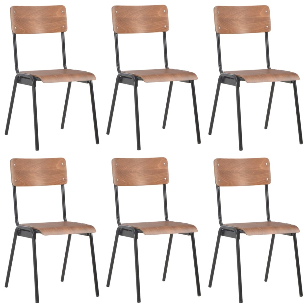 Produktbild för Matstolar 6 st brun plywood