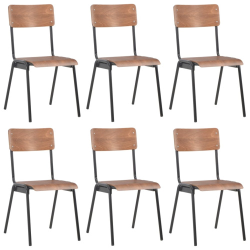 vidaXL Matstolar 6 st brun plywood