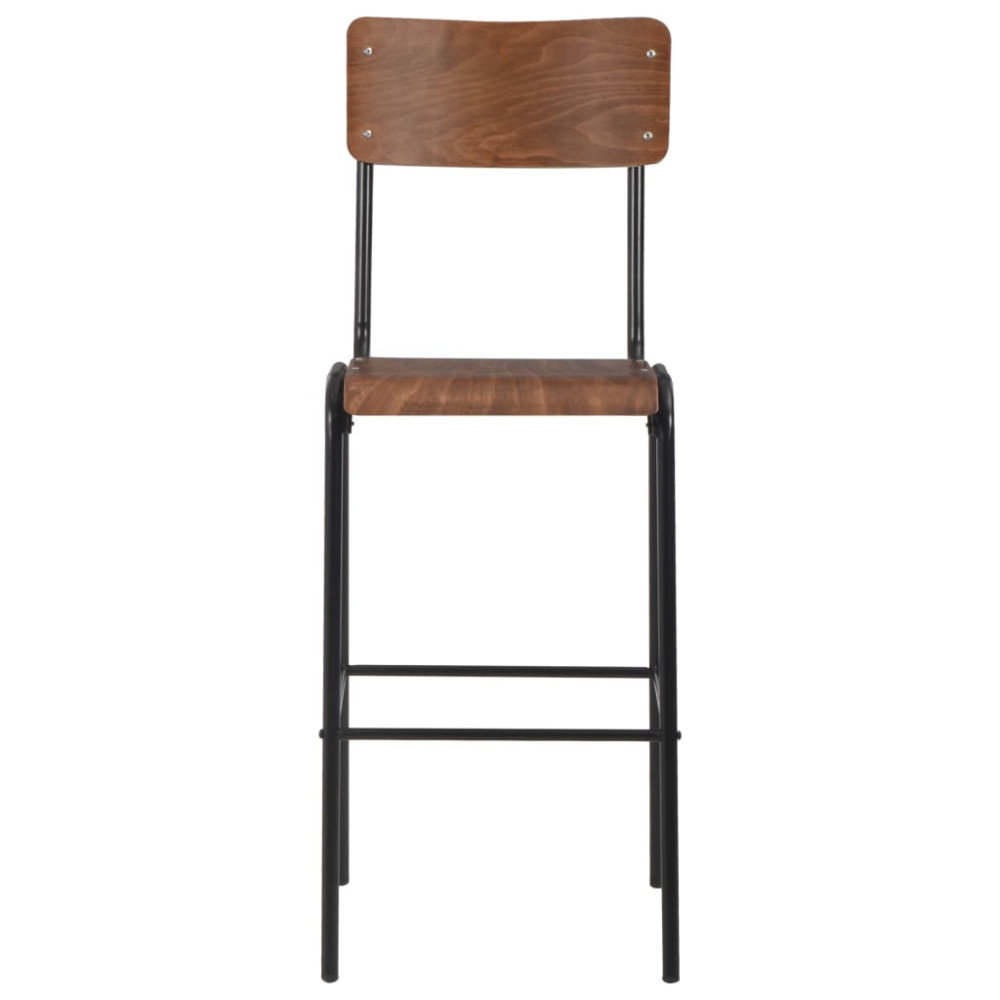 Produktbild för Barstolar 2 st massiv plywood stål brun