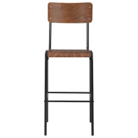 Produktbild för Barstolar 2 st massiv plywood stål brun