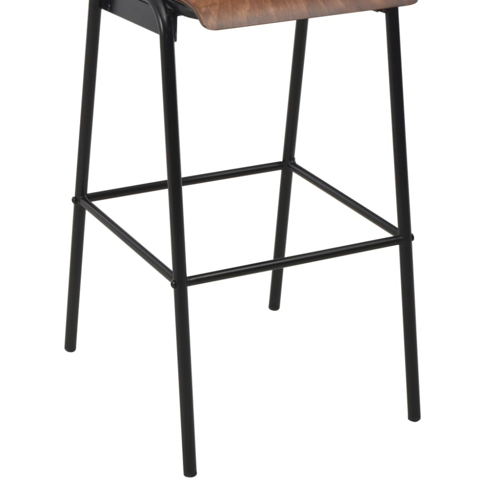Produktbild för Barstolar 2 st massiv plywood stål brun