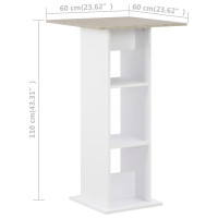 Produktbild för Barbord vit och betonggrå 60x60x110 cm