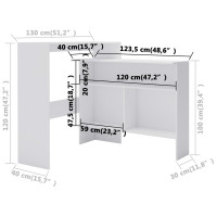 Miniatyr av produktbild för Barbord med 2 bordsskivor vit 130x40x120 cm