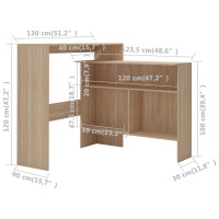 Produktbild för Barbord med 2 bordsskivor ek 130x40x120 cm