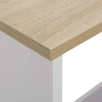 Produktbild för Barbord med 2 bordsskivor vit och ek 130x40x120 cm
