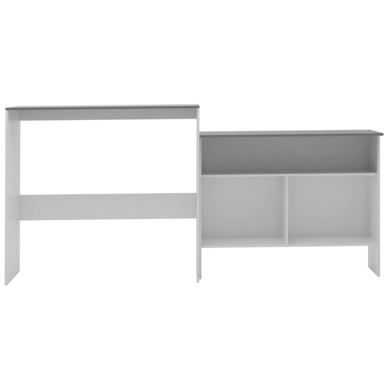 Produktbild för Barbord med 2 bordsskivor vit och grå 130x40x120 cm