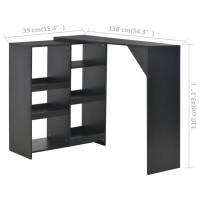 Miniatyr av produktbild för Barbord med flyttbar hylla svart 138x39x110 cm