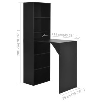 Miniatyr av produktbild för Barbord med skåp svart 115x59x200 cm