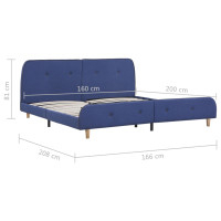 Produktbild för Sängram blå tyg 160x200 cm