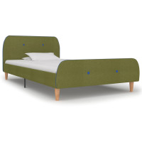 Produktbild för Sängram grön tyg 90x200 cm