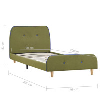 Produktbild för Sängram grön tyg 90x200 cm