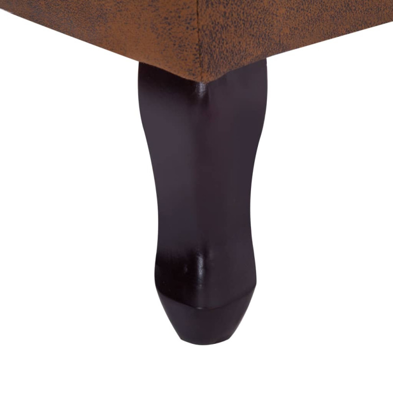 Produktbild för Chesterfieldfåtölj och fotpall brun konstmocka