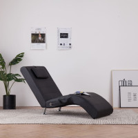 Miniatyr av produktbild för Massageschäslong med kudde svart konstläder