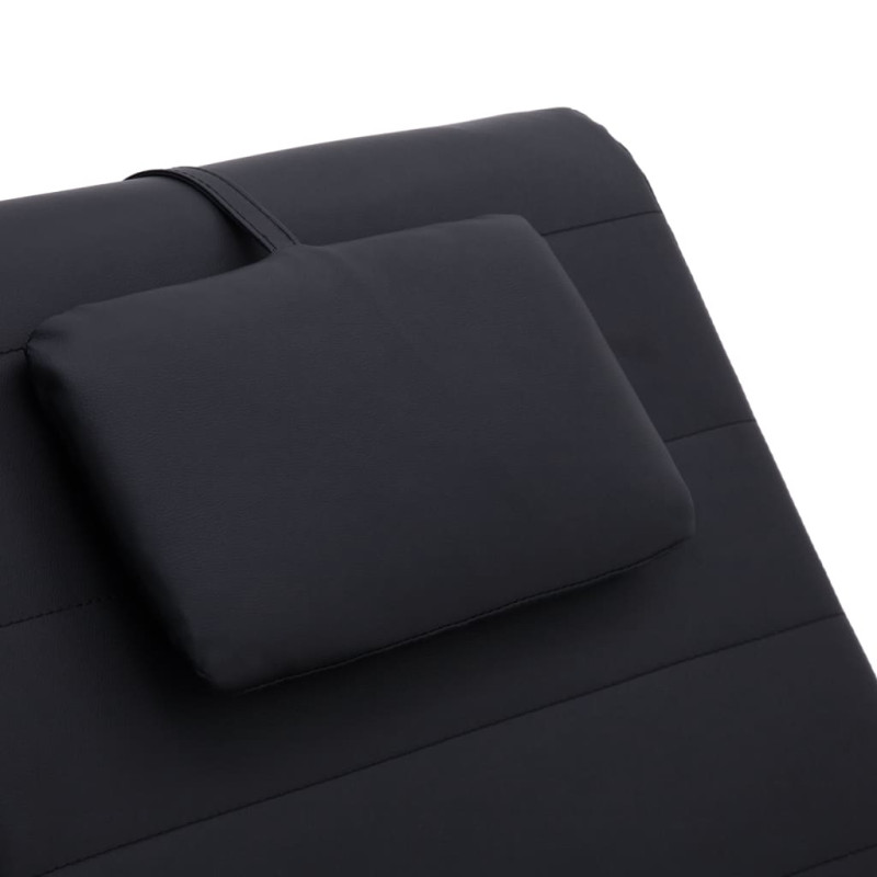 Produktbild för Massageschäslong med kudde svart konstläder