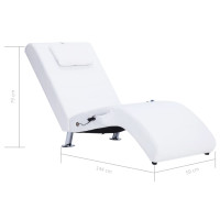 Produktbild för Massageschäslong med kudde vit konstläder