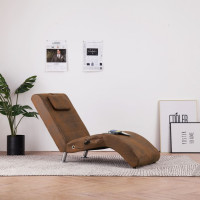 Miniatyr av produktbild för Massageschäslong med kudde brun konstmocka