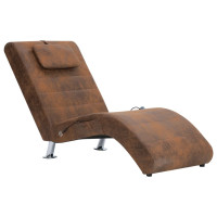 Produktbild för Massageschäslong med kudde brun konstmocka