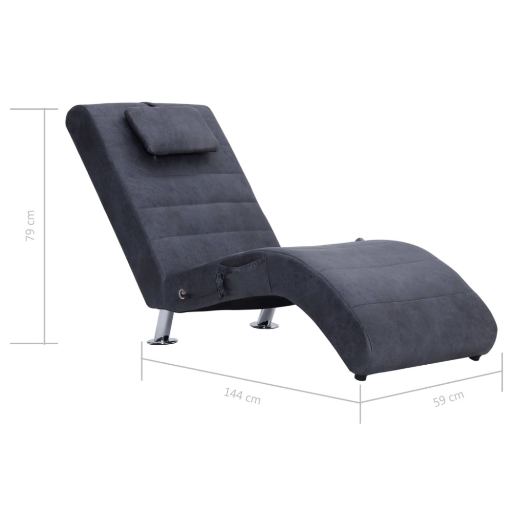 Produktbild för Massageschäslong med kudde grå konstmocka