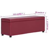 Produktbild för Bänk med förvaringsutrymme 116 cm vinröd konstläder