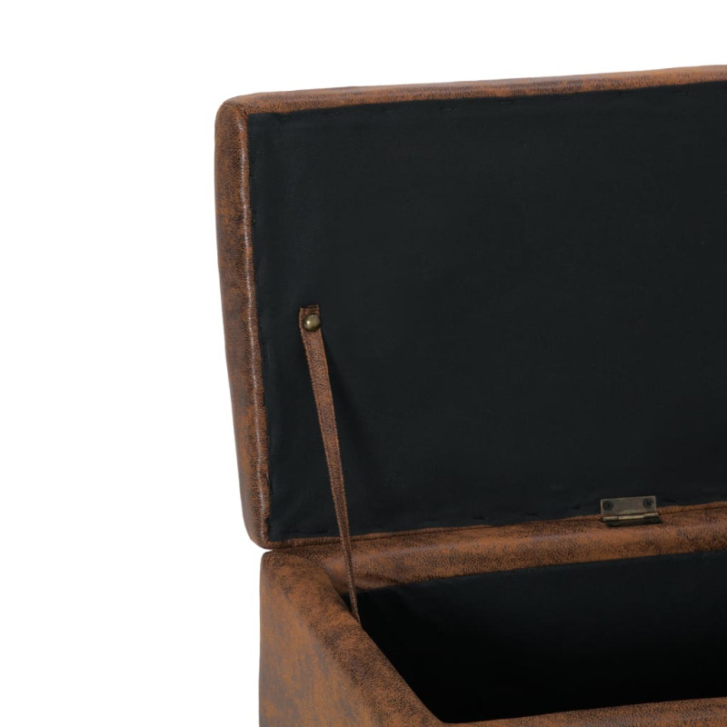 Produktbild för Bänk med förvaringsutrymme 116 cm brun konstmocka