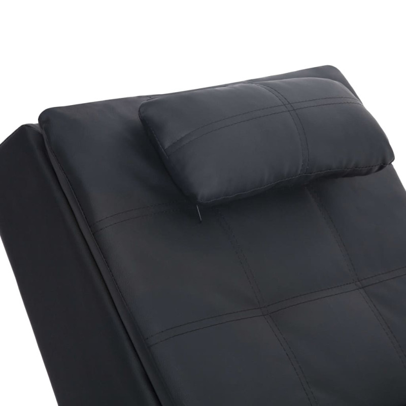 Produktbild för Massageschäslong med kudde svart konstläder