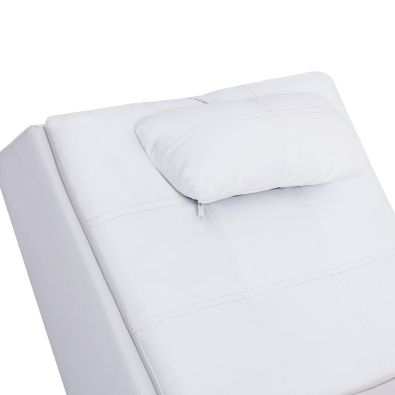 Produktbild för Massageschäslong med kudde vit konstläder