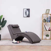 Produktbild för Massageschäslong med kudde grå konstläder