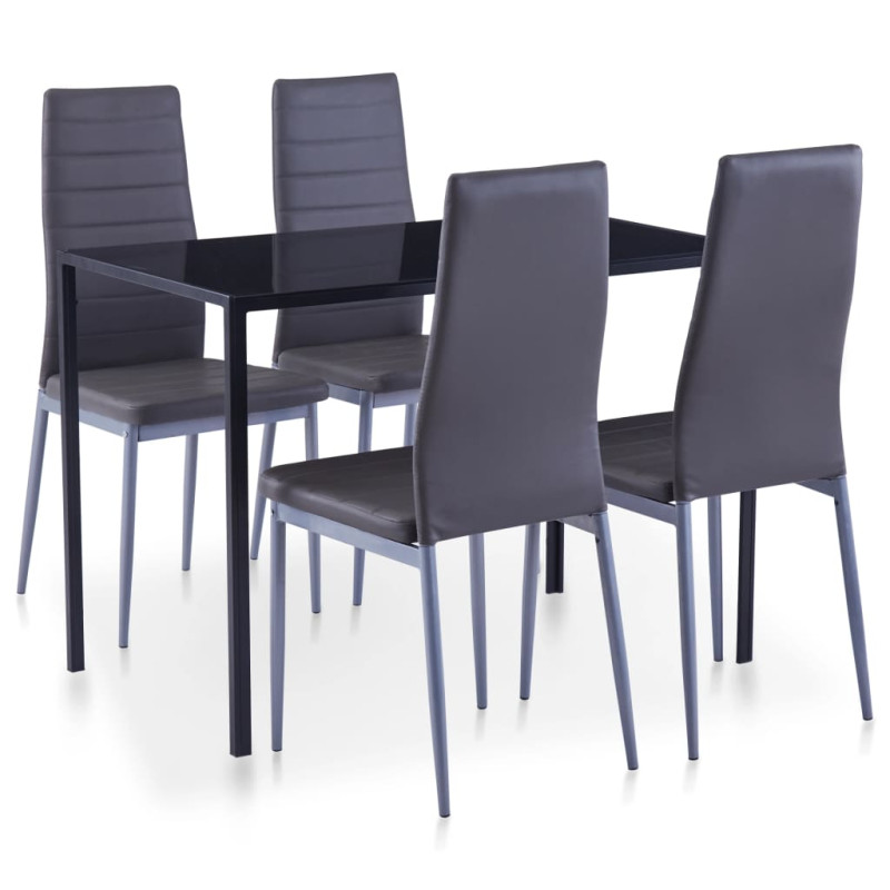 Produktbild för Matbord och stolar 5 delar grå