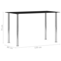 Produktbild för Matbord svart 120x60x75 cm härdat glas