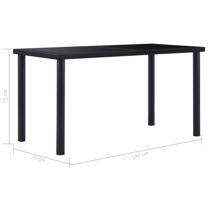 Produktbild för Matbord svart 140x70x75 cm härdat glas