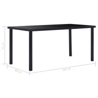 Produktbild för Matbord svart 160x80x75 cm härdat glas