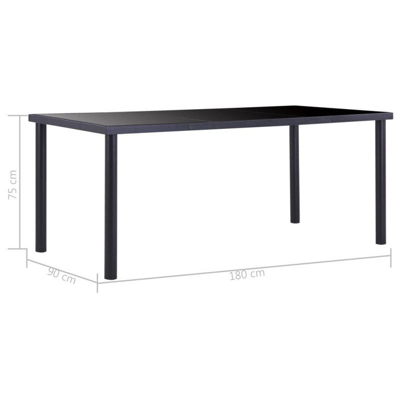Produktbild för Matbord svart 180x90x75 cm härdat glas