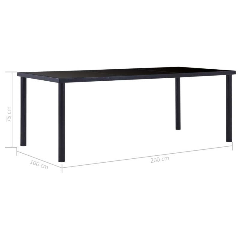 Produktbild för Matbord svart 200x100x75 cm härdat glas