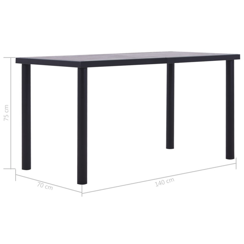 Produktbild för Matbord svart och betonggrå 140x70x75 cm MDF