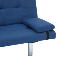 Produktbild för Bäddsoffa med två kuddar blå polyester