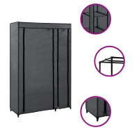 Produktbild för Resegarderob grå 110x45x175 cm tyg