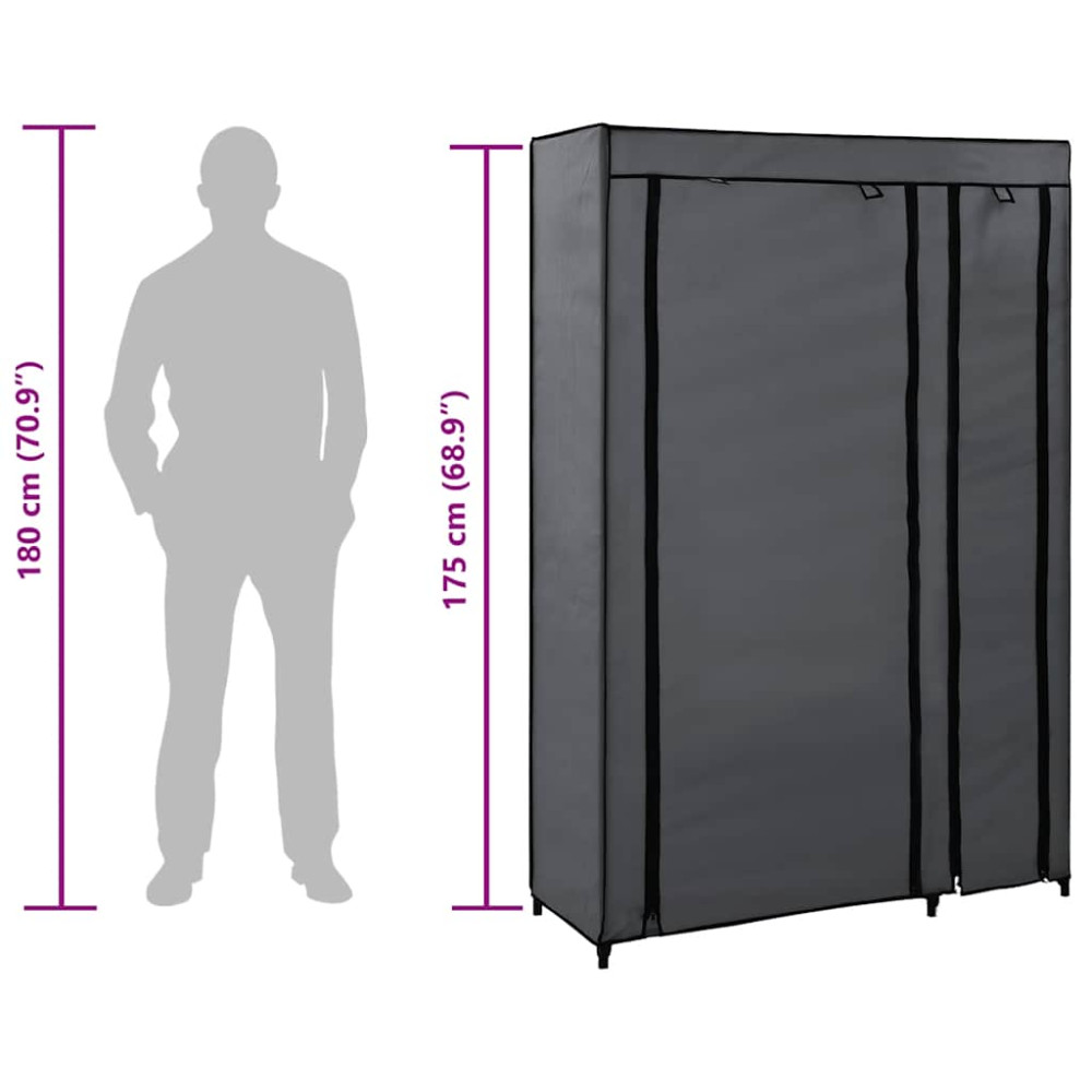 Produktbild för Resegarderob grå 110x45x175 cm tyg