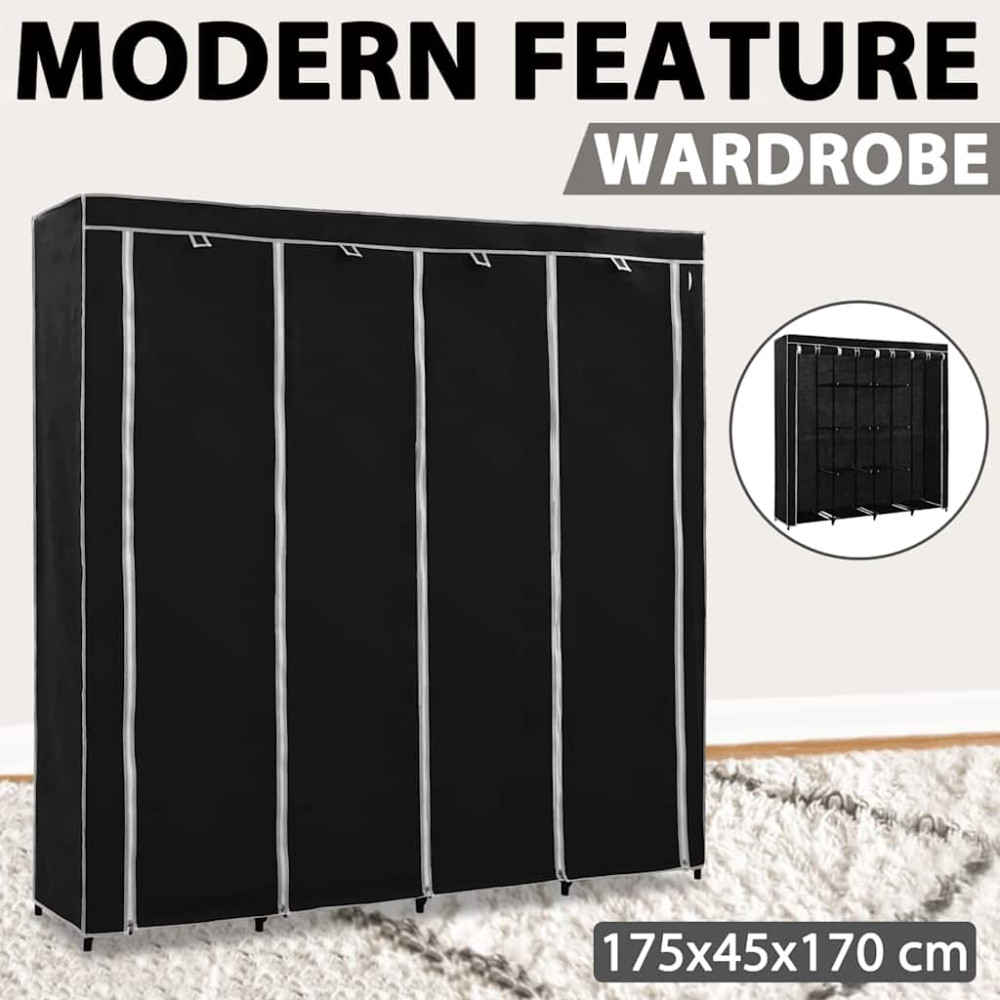 Produktbild för Garderob med 4 fack svart 175x45x170 cm
