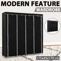 Miniatyr av produktbild för Garderob med 4 fack svart 175x45x170 cm