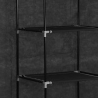Miniatyr av produktbild för Garderob med fack och stänger svart 150x45x175 cm tyg