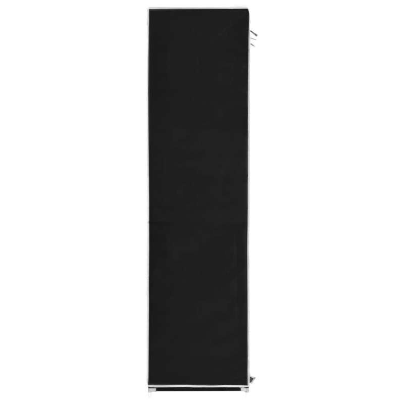 Produktbild för Garderob med fack och stänger svart 150x45x175 cm tyg