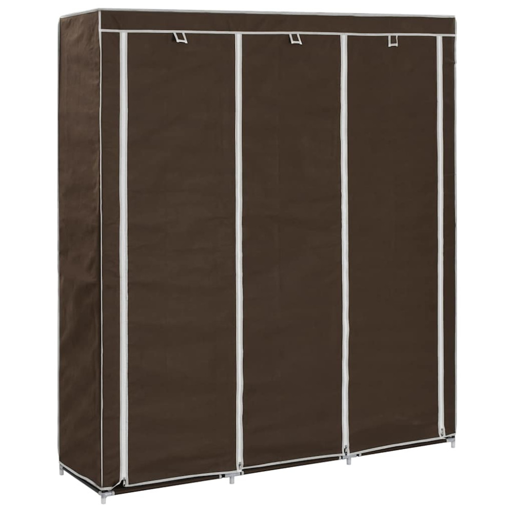Produktbild för Garderob med fack och stänger brun 150x45x175 cm tyg