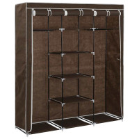 Produktbild för Garderob med fack och stänger brun 150x45x175 cm tyg