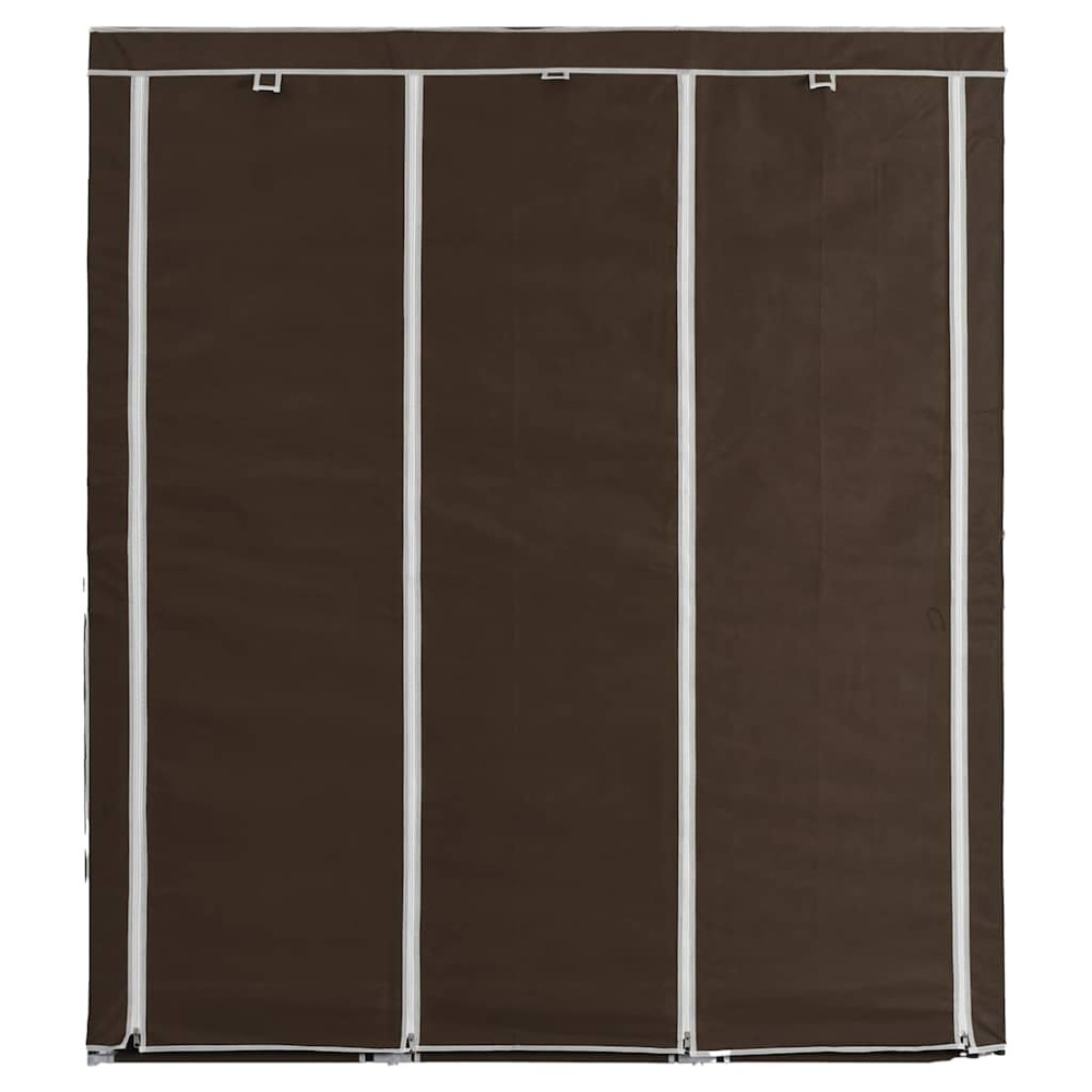 Produktbild för Garderob med fack och stänger brun 150x45x175 cm tyg
